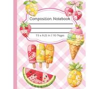 Pink Summer Sweets Patchwork Composition Notebook | 7.5in x 9.25in | Back to School | Ruled Lined | Journal