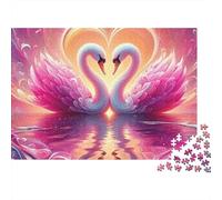 Pink Swan Heart Shape Puzzle de 1000 Piezas Puzzle para Adultos Night View Puzzle para Toda la Familia Regalo 70x50cm/1000pcs