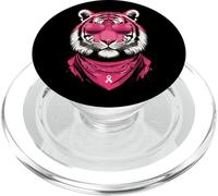 Pink Tiger with Sunglasses Bandana Breast Cancer Awareness PopSockets PopGrip para MagSafe