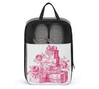 Pink Toile - Bolsa de zapatos de Navidad y flores para viajes, uso diario, bolsa de almacenamiento antipolvo para zapatos de golf