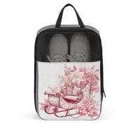 Pink Toile - Trineo de Navidad con flor de pascua, bolsa para zapatos de viaje, uso diario, antipolvo