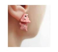(Pink Triceratops) Corgi Dinosaurs Stud Earrings Jewelries Cartoon Animals Dog Biting Stud Earring With Alloy For Valentine\'s Day Christmas/YY