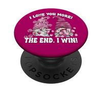 Pink Valentines GNOME Couple I Love You More The End I Win PopSockets PopGrip Adhesivo