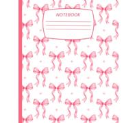 Pink Watercolor Bow Composition Notebook: Wide Ruled Lined Journal with Charming Ribbon Artwork for School, College, Work, Journaling and Note Taking, 7.5x9.25, glossy paperback