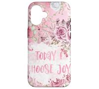 Pink Watercolor Roses Flower Today I Choose Joy Carcasa para iPhone 16