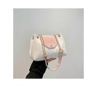 (Pink White) 2025 New Style Fashionable Versatile Chain Shoulder Bag Ladies Commuting To Work Tote Bag
