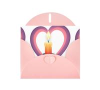 Pink WHJSHOP Candles on the sea of heart - Tarjeta de felicitación con estampado de velas - Papel nacarado de alta gama, doble cara, efecto perlado, hebilla de amor, sobre de papel perlado