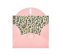 Pink WHJSHOP Laberinto - Tarjeta de felicitación con impresión de mapa del tesoro - Papel nacarado de alta gama, doble cara, efecto perlado, hebilla de amor, sobre de papel perlado