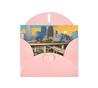 Pink WHJSHOP - Tarjeta de felicitación con diseño de dibujos animados de Austin Texas, papel nacarado de alta gama, doble cara, efecto perlado, hebilla de amor, sobre de papel perlado