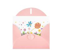 Pink WHJSHOP - Tarjeta de felicitación con diseño de piruleta chupando luciérnagas, papel nacarado de doble cara, con hebilla de amor, sobre de papel perlado