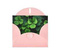Pink WHJSHOP - Tarjeta de felicitación con estampado de hojas de San Patricio, papel nacarado de alta gama, doble cara, efecto perlado, hebilla de amor, sobre de papel perlado