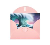 Pink WHJSHOP - Tarjeta de felicitación con impresión de tsunami, papel nacarado de alta gama con efecto perla de doble cara