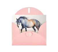 Pink YYHWHJDE - Tarjeta de felicitación con estampado de caballo de acuarela de 15,2 x 10,2 cm, diseño moderno y único para varias ocasiones