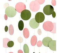 Pinkblume 46Ft Verde Salvia Retro Rosa y Beige con Lunares Guirnalda Decoraciones de Fiesta Verde Oliva Nude Rosa Papel Círculo Punto Suspender Streamer para Niña Cumpleaños Bauteme Boda EVJF Té Decor