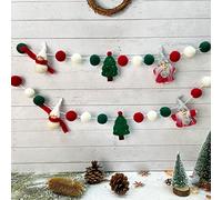 pinkblume,Guirnalda de fieltro de lana de fieltro, diseño de muñeco de nieve, árbol de Navidad, Papá Noel y pompones, interiores y exteriores, decoración de Navidad