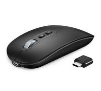 PINKCAT Raton Inalambrico, Modo Dual Recargable Raton USB C (Bluetooth 5.1 + USB C), Ratón Bluetooth, Mouse Inalámbrico, Ratón Ergonómico y Silencioso para MacBook Air/Pro, iPad, Mac, Ordenador