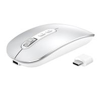 PINKCAT Raton Inalambrico, Modo Dual Recargable Raton USB C (Bluetooth 5.1 + USB C), Ratón Bluetooth, Mouse Inalámbrico, Ratón Ergonómico y Silencioso para MacBook Air/Pro, iPad, Mac, Ordenador