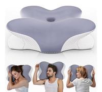 PinkFroggie Almohada Cervicales y Cuello,Almohada Antironquidos,Almohada Ergonómica,Almohada Ortopedica Cervical para Cuello,Almohada Antiarrugas de Lado y Boca Arriba (Azul)