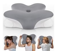 PinkFroggie Almohada Cervicales y Cuello,Almohada Antironquidos,Almohada Ergonómica,Almohada Ortopedica Cervical para Cuello,Almohada Antiarrugas de Lado y Boca Arriba (Gris)