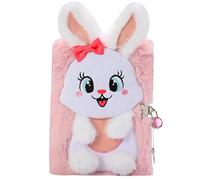 Pinkgarden Diario de Conejo para niñas con Cerradura y Llaves, Cuaderno de Peluche Conejo para niños, Diario Secreto con 160 páginas Forradas para Escribir Dibujo, Regalos para niñas