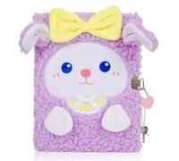 Pinkgarden Diario de Ovejas para niñas con candado y Llaves, Cuaderno de pingüino de Felpa para niños, Diario Secreto con 160 páginas a Rayas para Escribir Dibujo, Regalos para niñas (Ovejas)