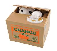 Pinkgarden Hucha de gato para niños, bonita alcancía con robo automático de monedas y aviso de voz en inglés claro, para niñas y niños