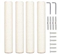 Pinkgarden Paquete de 4 postes rascadores de repuesto para gatos de 15.7 pulgadas, postes rascadores de cuerda de sisal natural con tornillos M8 para piezas de renovación de torre de gato interior,