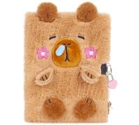 Pinkgarden Plush Diary with Lock and Keys, Plush Journal Notebook for Kids, 160 Lined Pages Secret Lock Diary for Writing and Drawing, Gifts for Girls Boys (Capybara)