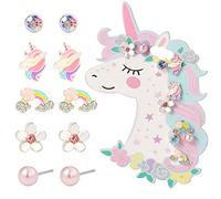 Pinkgarden Unicornio Pendientes para Niñas, 5 Pares, Juego de Joyas para Niñas, El Mejor Regalo para Niños