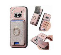 (PinkGold)Magnetic Leather TPU Case with Detachable Card Bag for Phone (2a) Plus and Phone (2a) Models