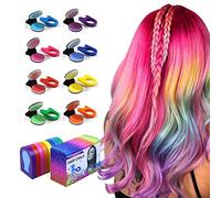 Pinkiou 8 piezas de Tizas Para el Pelo, Tinte de Cabello Brillante Temporal Portátil de 8 Colores para Mujeres Regalos Tiza de Cabello Lavable para Halloween,Navidad,Maquillaje,Fiesta de Cumpleaños