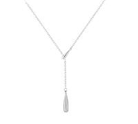Pinkment Collar de plata de ley 925 en forma de Y de Lariat con forma de gota de rocío para mujer, no se deslustra, moderno, cadena colgante de gota simple, regalo de joyería para mujer