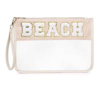 Pinkmik Bolsa de felpilla transparente con cremallera para pajilla de viaje, bolsa de cosméticos transparente para artículos de tocador, neceser de maquillaje para mujer, Playa, Bolsa transparente con