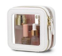 Pinkmik Bolsa de maquillaje delgada transparente para brochas de maquillaje, estuche de cosméticos de viaje y neceser con cremallera, bolsa de maquillaje pequeña y bonita bolsa organizadora para mujer