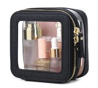 Pinkmik Bolsa de maquillaje delgada transparente para brochas de maquillaje, estuche de cosméticos de viaje y neceser con cremallera, bolsa de maquillaje pequeña y bonita bolsa organizadora para mujer