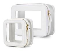 Pinkmik Bolsa de maquillaje transparente con cremallera, impermeable, juego de maquillaje de viaje para cosméticos y artículos de tocador, organizador de bolso de mujer y artículos esenciales para el