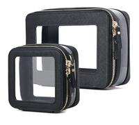 Pinkmik Bolsa de maquillaje transparente con cremallera, impermeable, juego de maquillaje de viaje para cosméticos y artículos de tocador, organizador de bolso de mujer y artículos esenciales para el