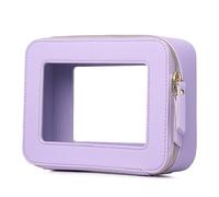 Pinkmik Bolsa de maquillaje transparente para mujer, impermeable, para viajes, cosméticos y artículos de tocador, bolsa de maquillaje portátil transparente con cremallera, X/Morado, M, Bolsa de