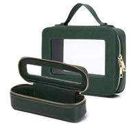 Pinkmik Bolsa de maquillaje transparente para viaje, estuche de cosméticos transparente, bolsa de aseo de viaje para mujer, G/Verde, L+Slim, Bolsa de maquillaje transparente