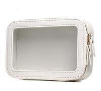 Pinkmik Bolsa de Maquillaje Transparente para Viaje para cosméticos y artículos de tocador, Bolsa Transparente para automóvil con Cremallera (Blanco, pequeño)