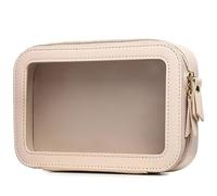 Pinkmik Bolsa de maquillaje transparente para viaje para cosméticos y artículos de tocador, bolsa transparente para automóvil con cremallera (beige, pequeño)