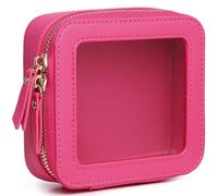 Pinkmik Bolsa de maquillaje transparente portátil para brochas de viaje, bolsa de cosméticos transparente con cremallera para mujer, C/Fuxia, Mini , Mini estuche de maquillaje transparente