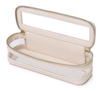 Pinkmik Bolsa de maquillaje transparente portátil para brochas de viaje, neceser de maquillaje transparente con cremallera para mujer, A/Beige, Delgado, Bolsa transparente para brochas de maquillaje