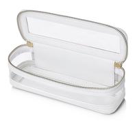 Pinkmik Bolsa de maquillaje transparente portátil para cosméticos y artículos de aseo, bolsa de maquillaje pequeña con cremallera y organizador para mujer, E/Blanco, Delgado, Bolsa transparente para