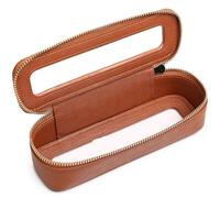 Pinkmik Bolsa de maquillaje transparente portátil para cosméticos y artículos de aseo, bolsa de maquillaje pequeña con cremallera y organizador para mujer, G/Marrón, Delgado, Bolsa transparente para