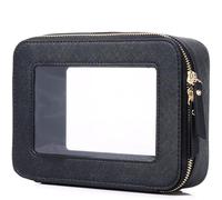 Pinkmik Clear Makeup Bag Travel Case Portable Transparent Cosmetic Bag Case Clear Travel Toiletry Makeup Bag for Car with Zipper for Women (P/Black, M), P/Negro