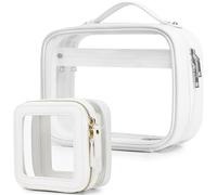 Pinkmik Estuche transparente para brochas de maquillaje, neceser de viaje para cosméticos y artículos de tocador, bolsa de maquillaje delgada con cremallera, organizador pequeño para el coche