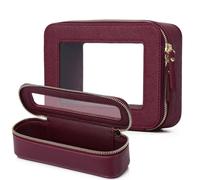Pinkmik Estuche transparente para brochas de maquillaje, neceser de viaje para cosméticos y artículos de tocador, bolsa de maquillaje delgada con cremallera, bolso pequeño organizador de coche para
