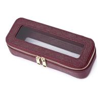 Pinkmik Estuche transparente para brochas de maquillaje y artículos de aseo, bolsa de maquillaje pequeña con cremallera, organizador de coche, bolsa esencial para mujer, X/borgoña, Delgado, Estuche