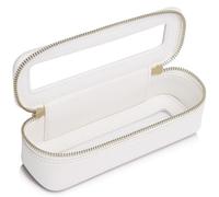 Pinkmik Makeup Brush Bag Slim Clear Makeup Bag Transparent Travel Cosmetic Case & Toiletry Bag with Zipper Small Beatuy Makeup Bag Purse Organizer for Women (White, Slim)